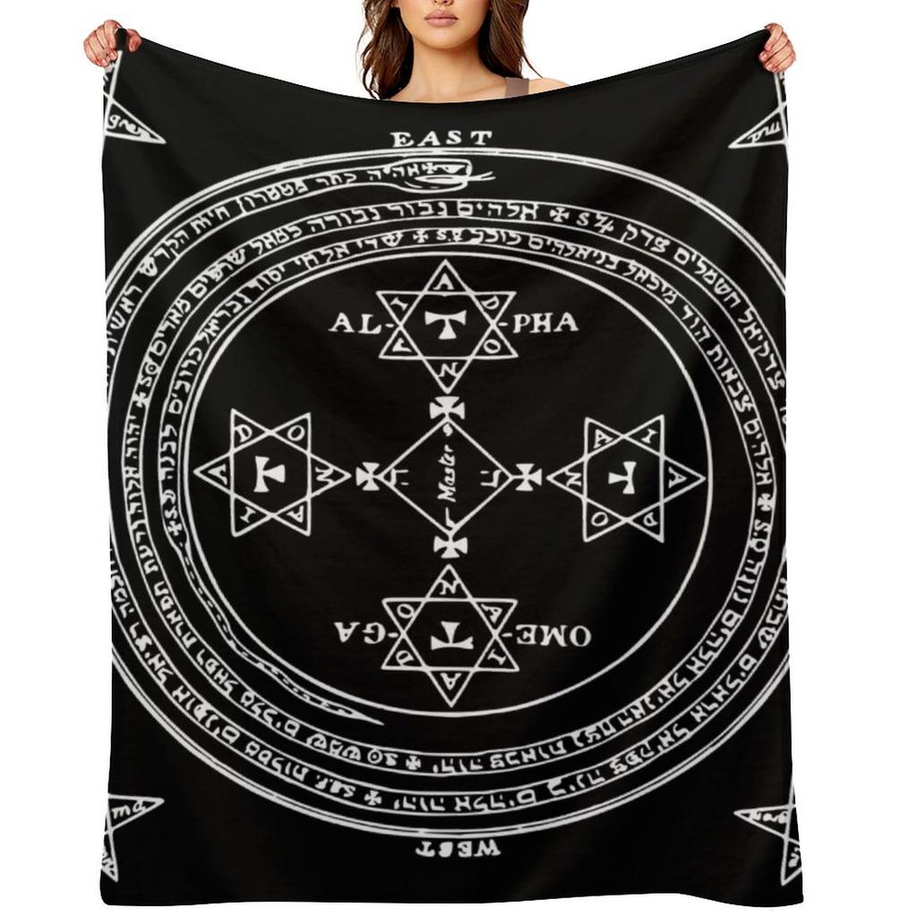 SUMMONING CIRCLE - WHITE / BLACK Throw Blanket Blankets For Sofas Single Plush Heavy Blankets