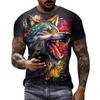 Animal Wolf 3D Digital Printed Men's Fashion Trend Round Neck Short Sleeved T-shirt