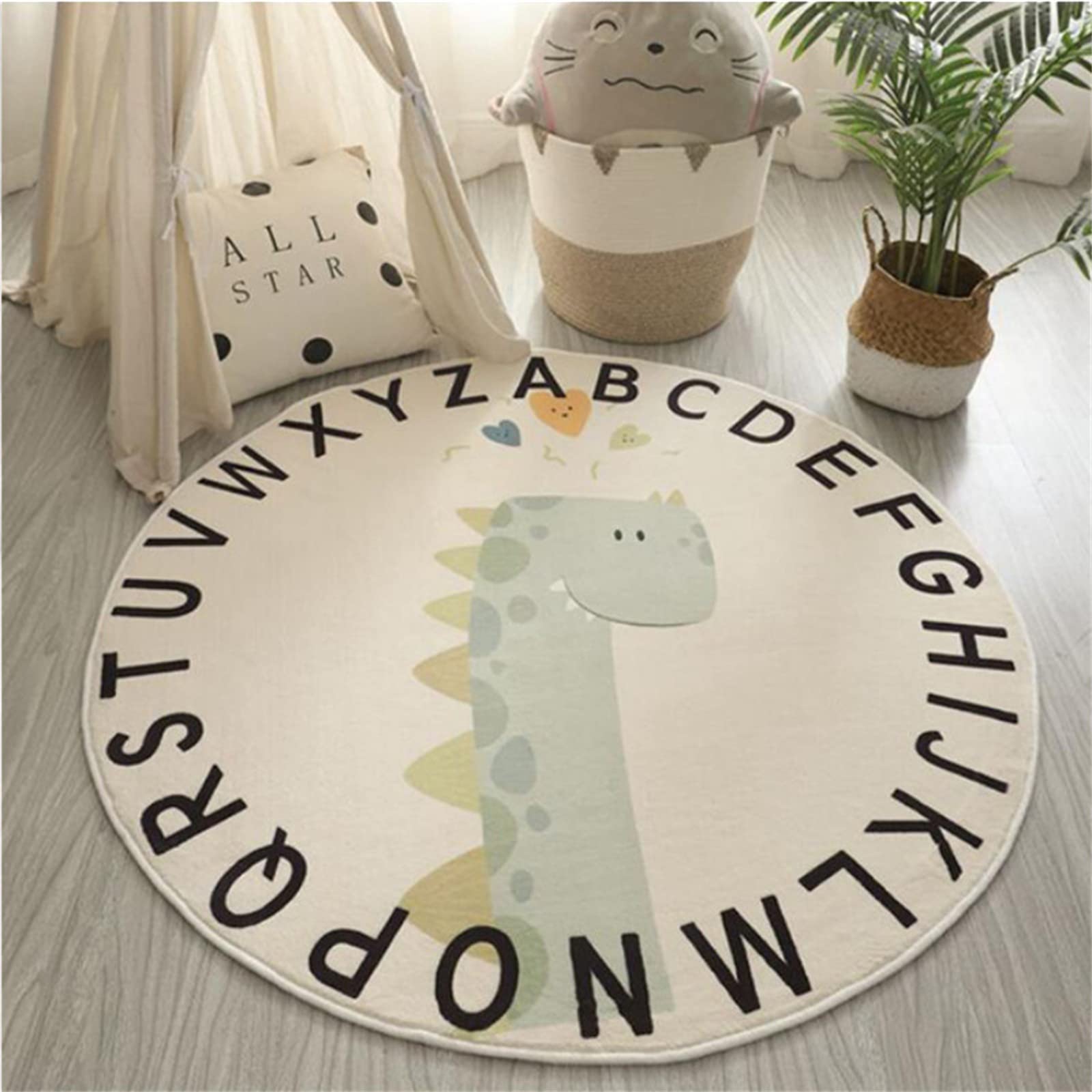 

VIKAMA ABC Round Rug for Kids Soft Alphabet Nursery Area Rug Boys Girls Educational Learn Fun Carpet for Bedroom Home Decor 80X80CM(2.6X2.6FT