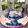[1pc Stitch Pastel Donut Floral Office Carpet] Easy Maintenance Chair Rug for Conference Room Use, Durable Round Sofa Floor Mat