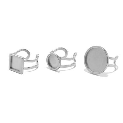 4pcs Stainless Steel 25mm Round Open Ring Cabochon Cameo Blank Tray Base Settings for DIY Rings Jewelry Making Findings Supplies