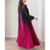 Gradient Color Handmade Pleated Long Sleeve Outerwear - 2024 Spring/Autumn Women's Slimming Robe