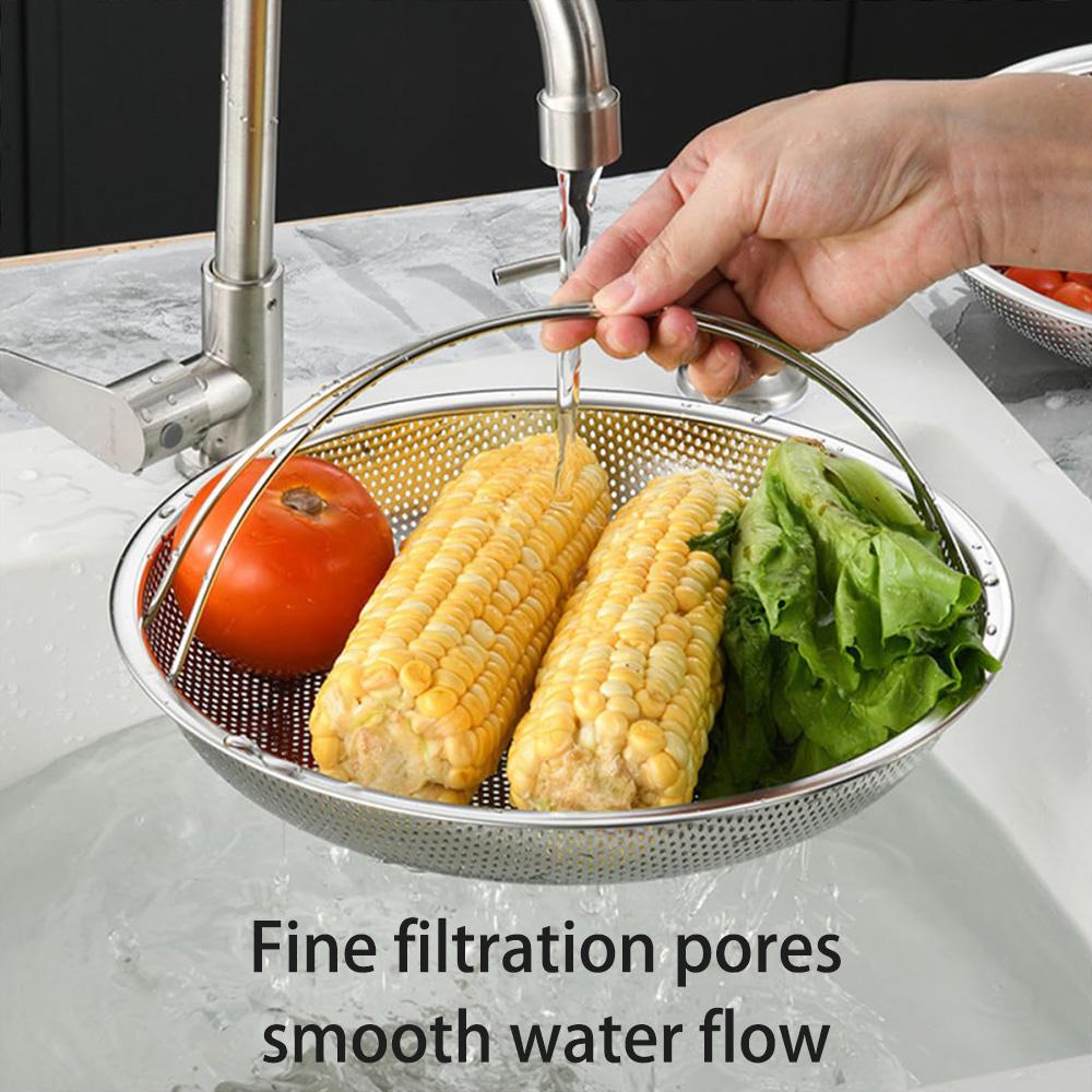 Household Stainless Steel Steamer Basket with Handle, Universal Draining Basket, Steamer Rack, and Steam Tray