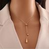 Elegant Water Drop Pendant Necklace Women Titanium Steel Chain Adjustable Length Fashion Minimalist Jewelry