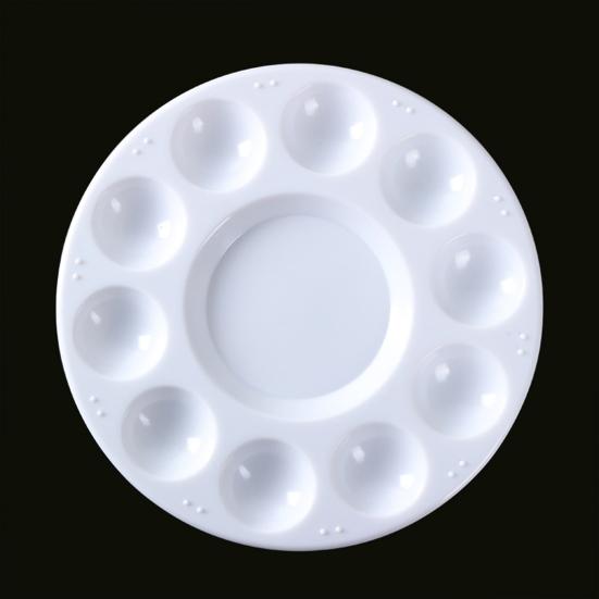 2 Stück 17CM Farbpalette 11 Vertiefungen Rund Antihaftbeschichtet Leicht zu Reinigen Kind Erwachsener Schüler Handwerk DIY Aquarell Mischen Öl Acryl