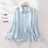 IHIMI Women's Linen Lyocell Blend Tie-Waist Shirt