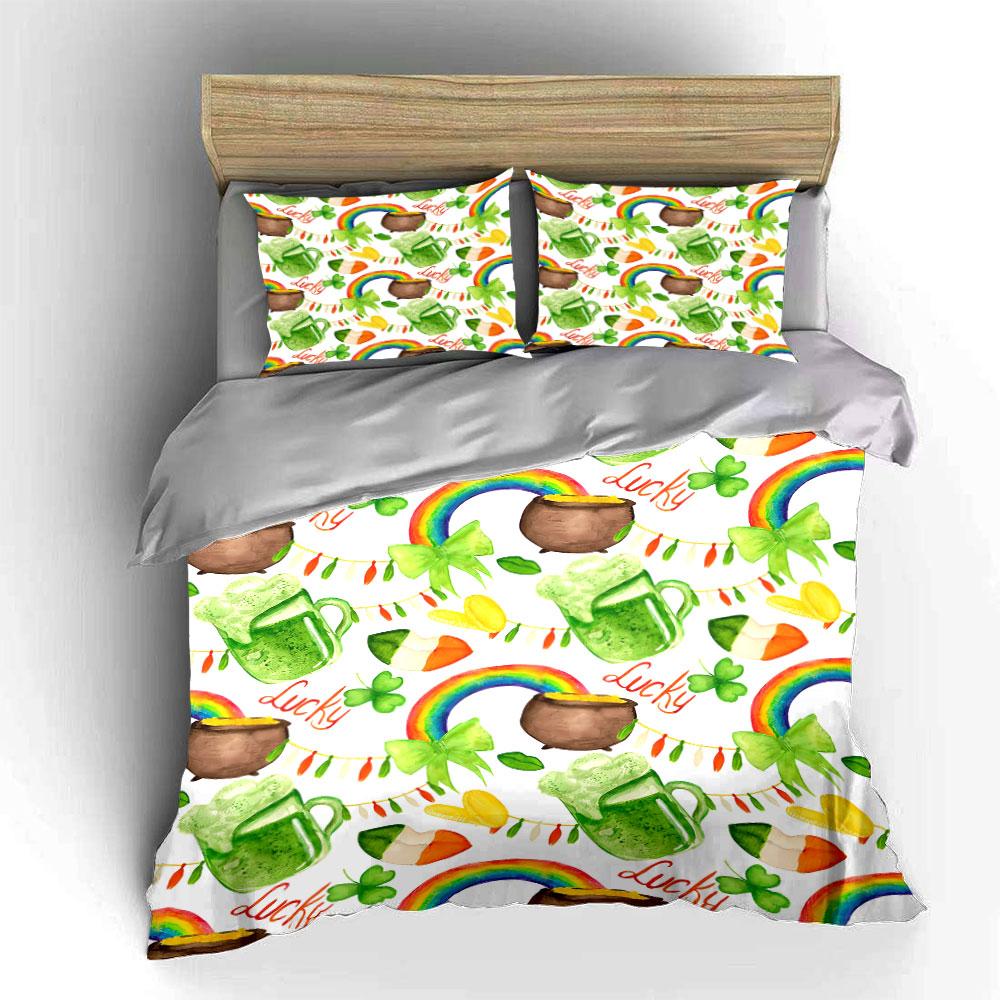Lucky Rainbow Clover Bedding Set Bedding Duvet Cover Set Duvet Cover Pillowcases (1 * Duvet Cover 2 * Pillowcases, without duvet insert)
