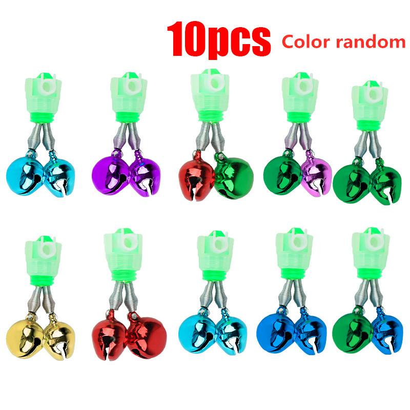 10 peças de clipe de sino de pesca de plástico alarme de vara de pesca com alarmes duplos