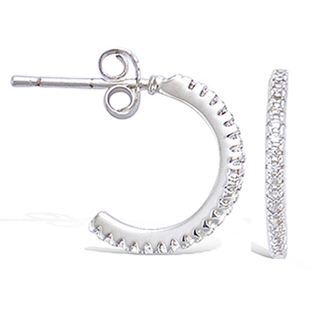 Les Trésors De Lily [P7022] - Créoles Argent 'Sissi' blanc (rhodié) - 15 mm 1 mm