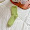 Women Coral Velvet Floor Socks Fluffy Pure Color Medium Tube Elastic Sleep Plush Sock