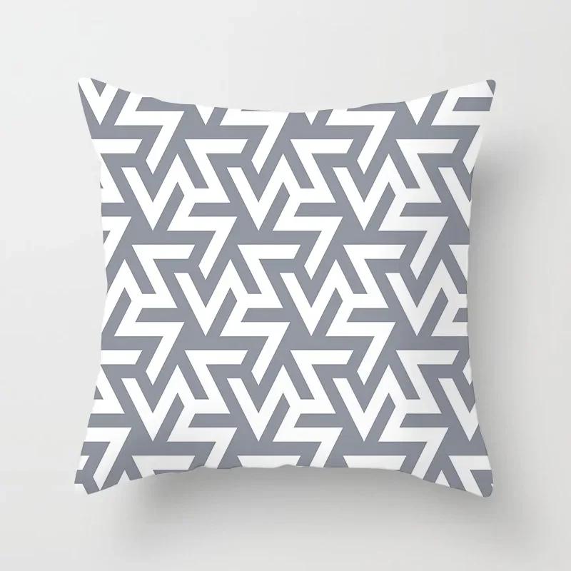 Gray Geometric Printing Sofa Cushion Cover Pillowcase Home Decor Party Car Bedding