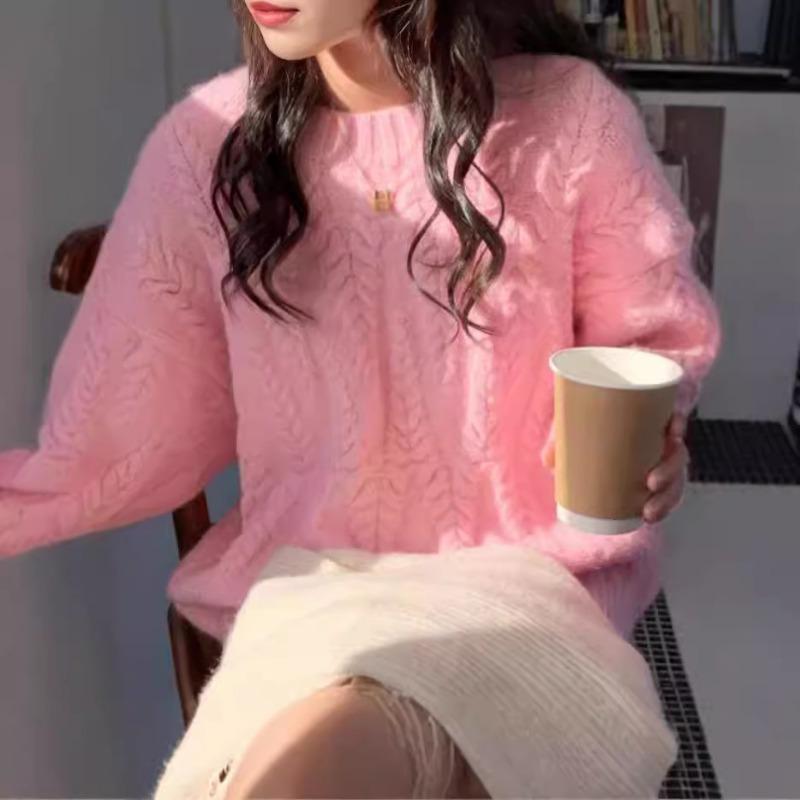 Women Loose Thick Twisted Pullover Sweater Lazy Korean Style Knit Top