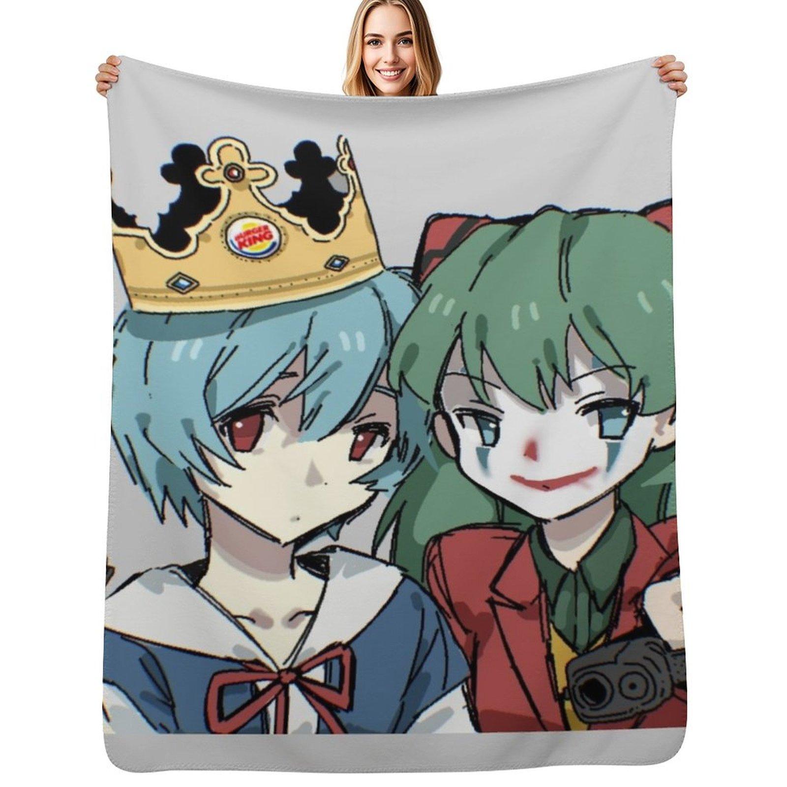 

Rei and Asuka Joker and Crown Throw Blanket Portable Lightweight Blanket for Travel Camping 102x76cm(40x30in)