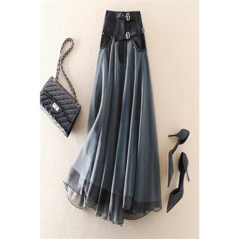 Spódnica midi w kształcie litery A z wysokim stanem