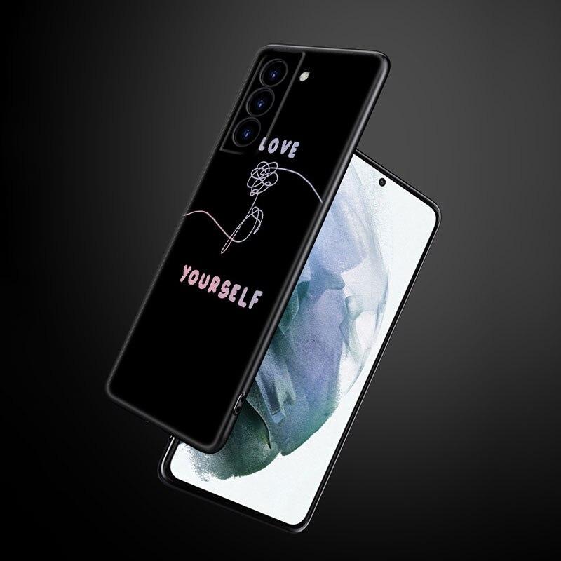 Love Yourself Art Handyhülle für Samsung Galaxy S22 Pro S21 S20 Ultra FE S10 Lite 5G S10E S9 S8 Plus Weiche TPU Schwarze Hülle