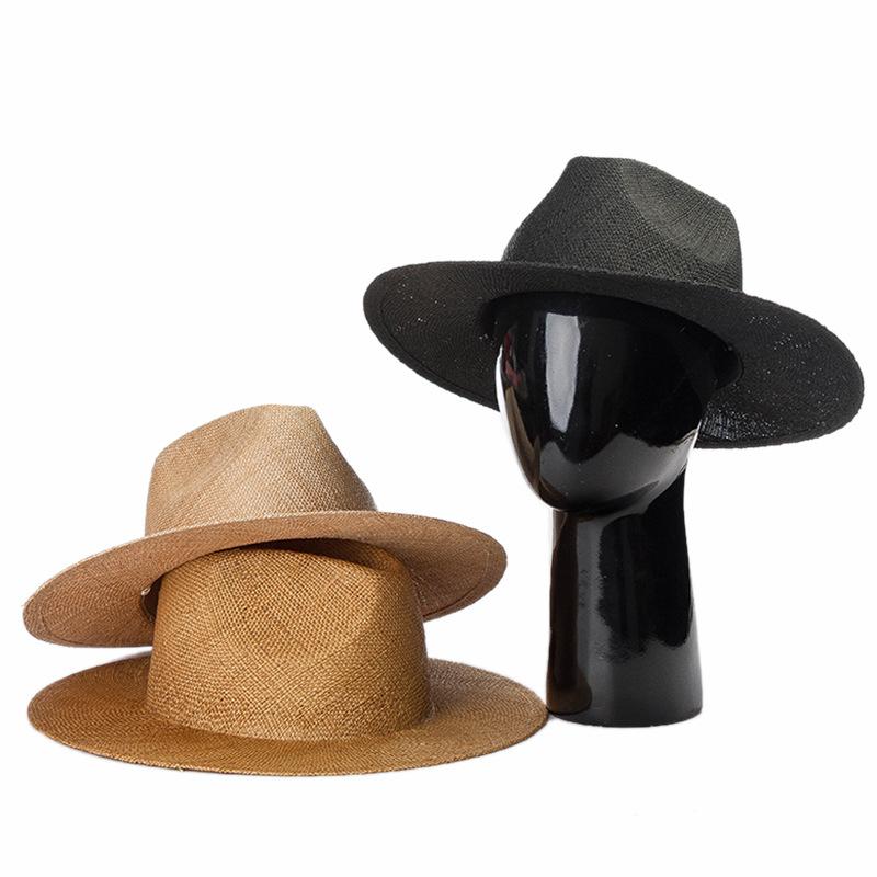 USPOP New Spring Summer Simple Plain Dyed Jazz Straw Hat for Travel and Beach Women Natural Breathable Large Brim Straw Sun Hats