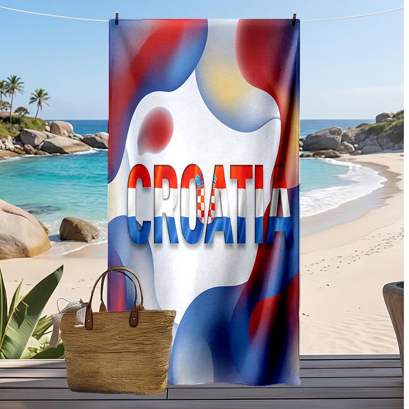 Asciugamano da Spiaggia con Stampa Calcio Croazia Asciugatura Rapida Super Assorbente Morbido Asciugamano da Bagno per Nuoto Spiaggia Viaggio Souvenir Regalo per Fan