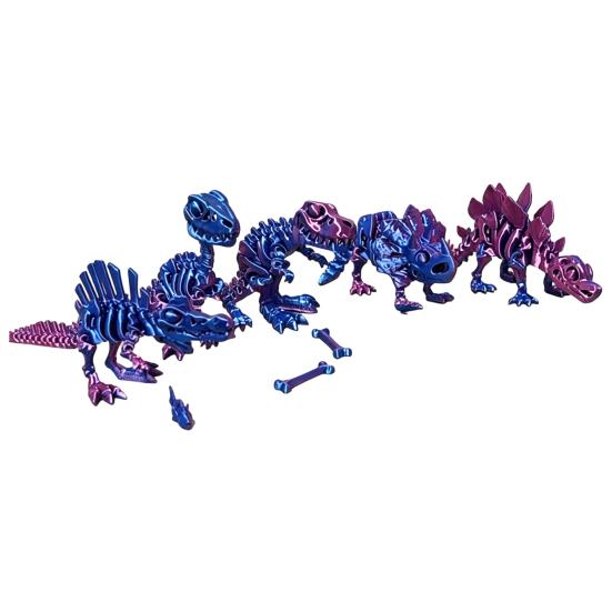 Unique Home Decor Gifts 5Pcs 3D Printed Dinosaur Skeleton Ornament,Movable Joints Prehistoric Figures,Articulated Bone Figures Realistic Tyrannosaurus