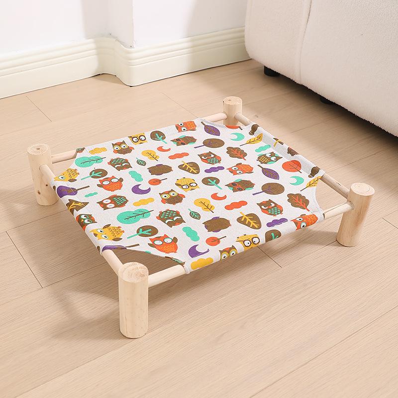 Celoroční prodyšný pelíšek pro domácí mazlíčky z masivního dřeva - Odnímatelné, pratelné hnízdo pro psy a kočky