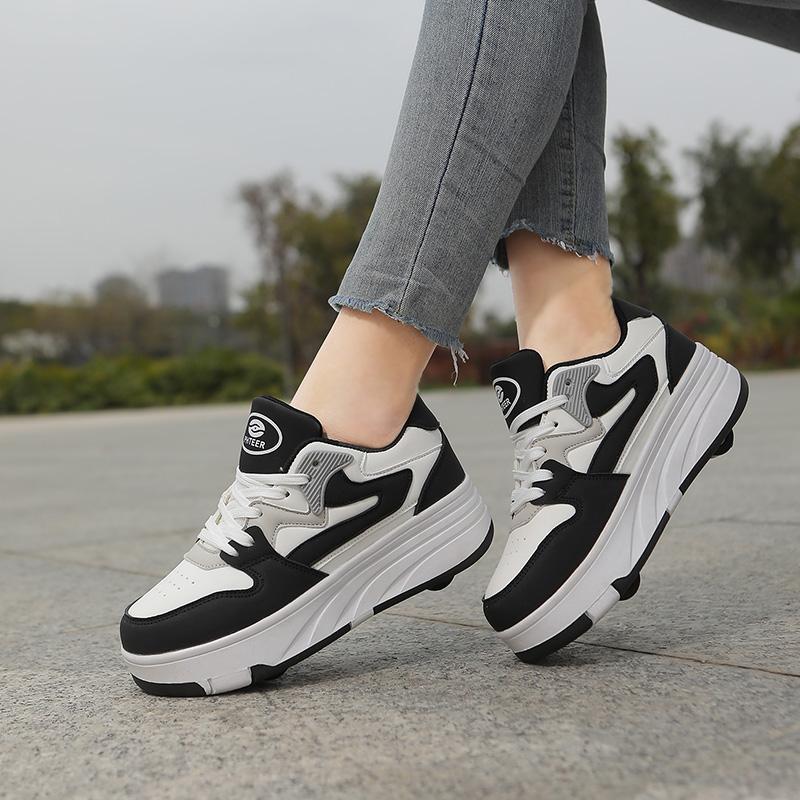 31-42 Chaussures de sport plates détachables à quatre roues pour enfants / femmes Patinage à roulettes d'extérieur Sports Filles Sports Patins à roulettes Chaussures