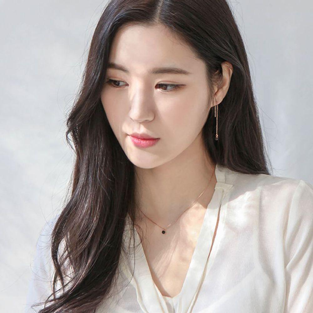 J.Lauren 02N0643 Black Spinel Gemstone Silver Necklace [30301329]