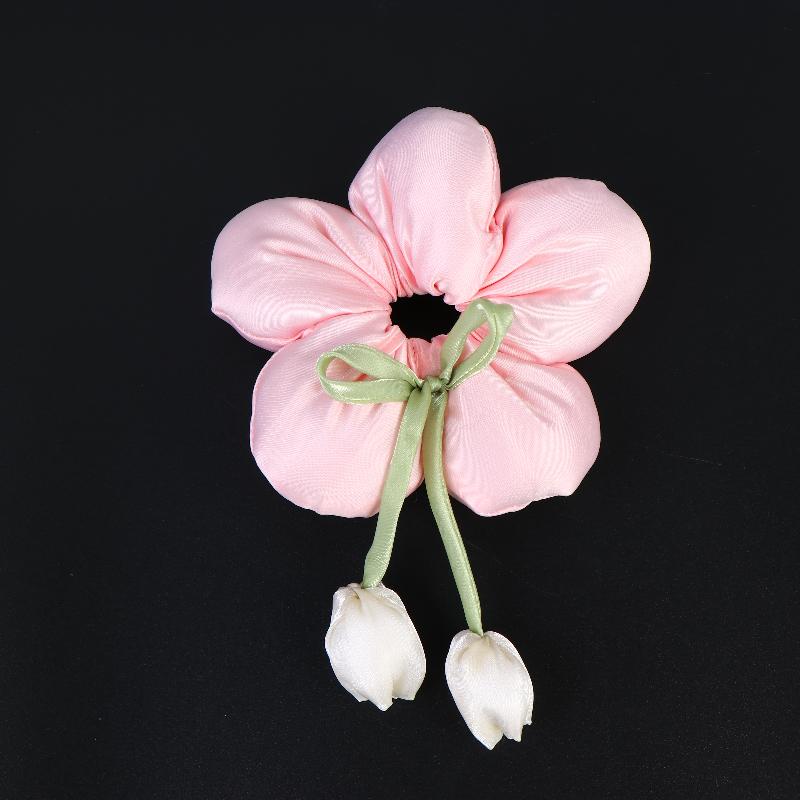 Cute Candy Color Flower Hair Tie Scrunchie Soft Fabric Elastic Ponytail Holder Lovely Hair Accessories For Girls Women Gift
