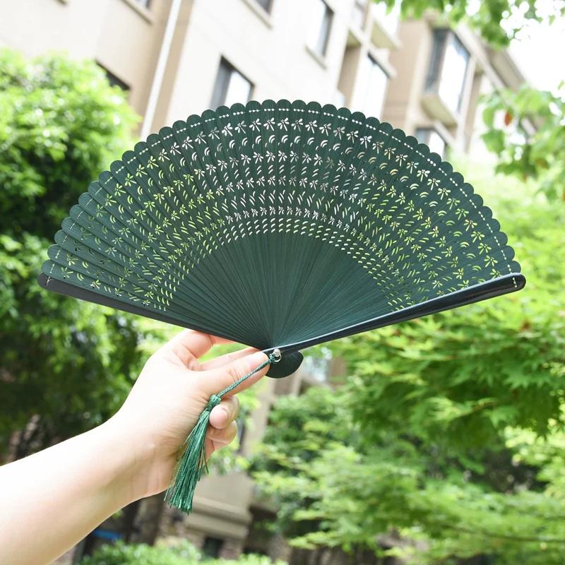 Dream Lotus Mini Japanese-Style Handheld Full Bamboo Fan Hanfu Mamian Skirt Dance Qipao Portable Folding Fan Girl Group Folding Fan