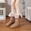 Fashion Winter Women's Short Plush Suede Snow Boots Fashion New Keep Warm Flat Mid Calf Boots for Women Platform Shoes