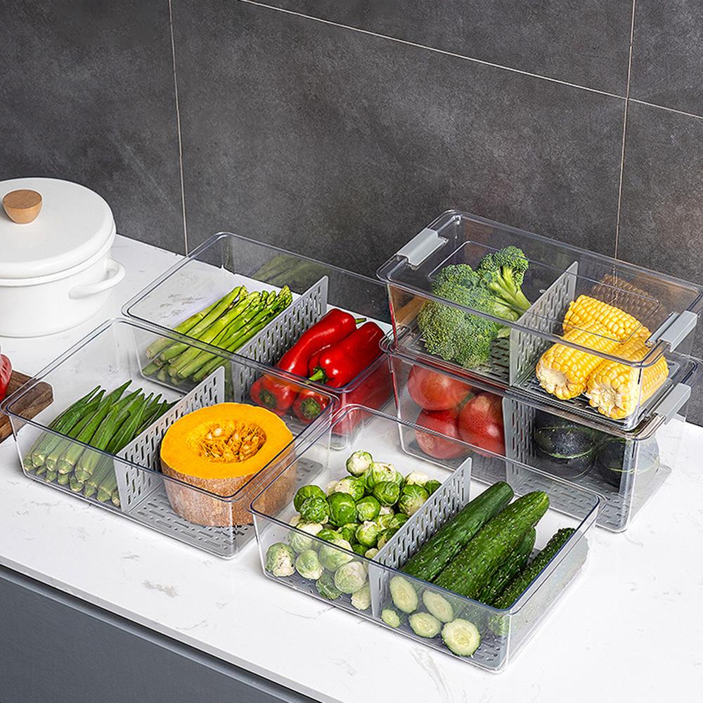 Fridge Organizer Stackable Refrigerator Organizer Bins with Lids Clear Fruit Storage Containers Freezer Pantry Kitchen Boxes