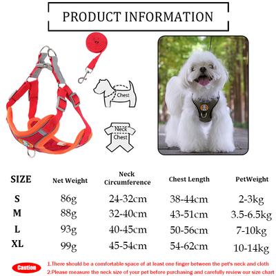 Small Dog Adjustable Pet Leash Vest Chest Strap With Traction Rope Pet Outdoor Supplies Breathable Harness Leash Puppy Vest