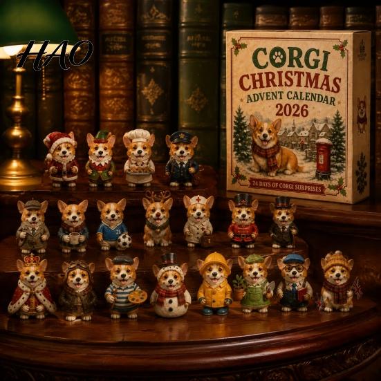 Christmas Advent Calendar 24 Days 2026 with Mini Corgi Figurines, for Girls Holiday Countdown Kids Dog Lovers, Cute Ornaments Gift