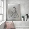 Feeby Leinwandbild, Silberfarben gezeichneter Buddha