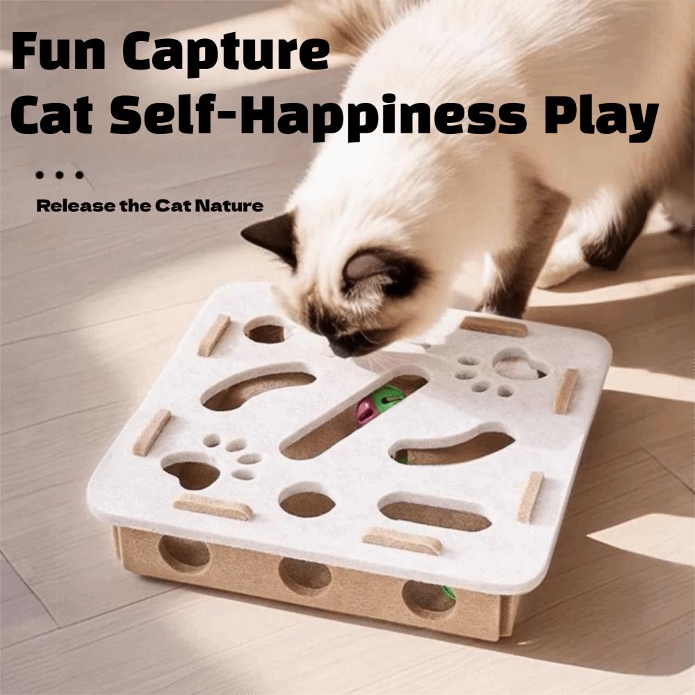 Creative Pet Puzzle Track Toy Funny Interactive Cat Teasing Box Felt Bell Maze Box Kitten Track Ball Toy Indoor Game