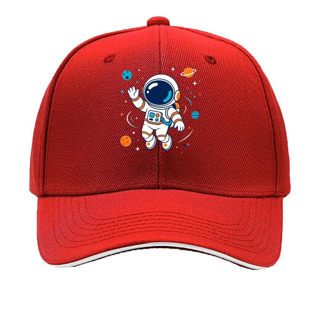 Playful Space Explorer Cartoon Badge Sandwich Baseball Cap Sun Cap Outdoor Workouts Hat