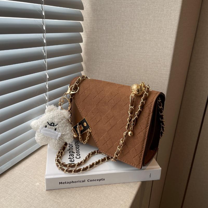 

Today s popular small square bag fashion new texture matte women s shoulder bag crossbody bag women s bag коричневый