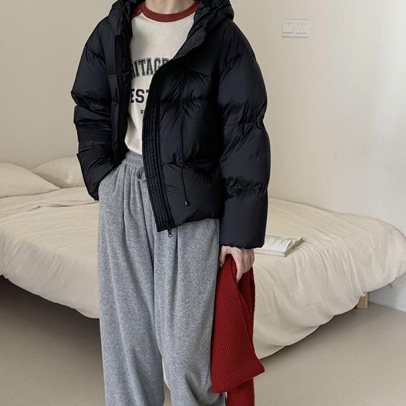 Gall-free direct charging high-quality 90 white duck down jacket women's short 2024 new thickened puff-feeling hooded bread jacket