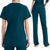 Women's Loose And Comfortable V-neck Short Sleeved Workwear With Tie Up Top And Waist Cinching Beauty Suit Set