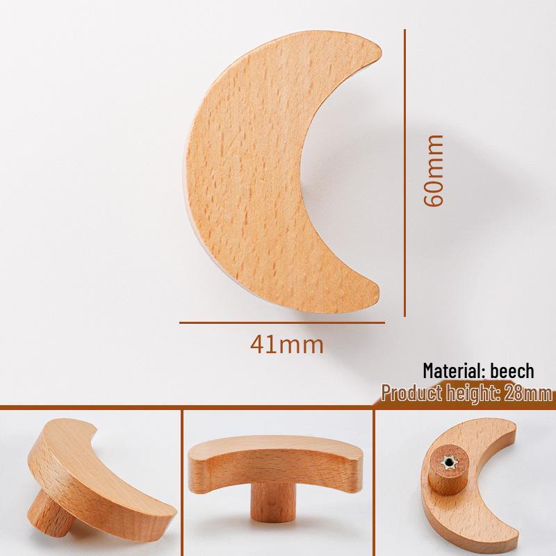 Solid Wood Cartoon Drawer Pull Knob for Children's Room