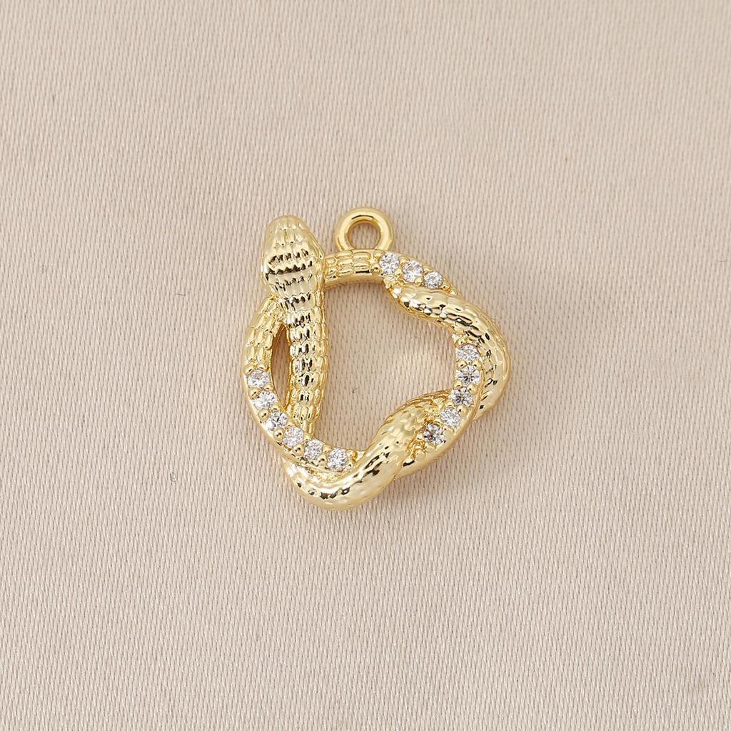 18K Gold Snake-Shaped Wrap Necklace with Color-Retention Copper Charm