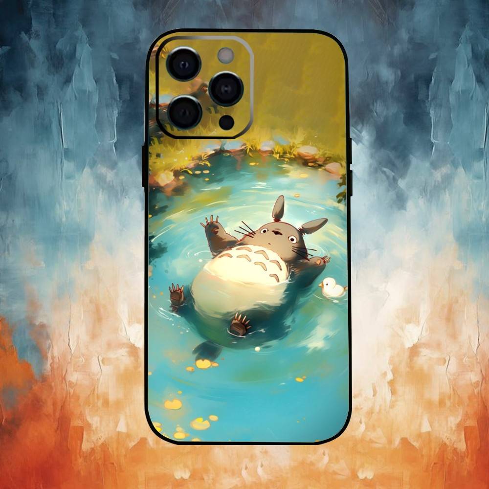H-Hot Anime Cute Totoroes Phone Case For iPhone17,16,15,14,13,12,11 Plus,Pro Max Soft Black Cover