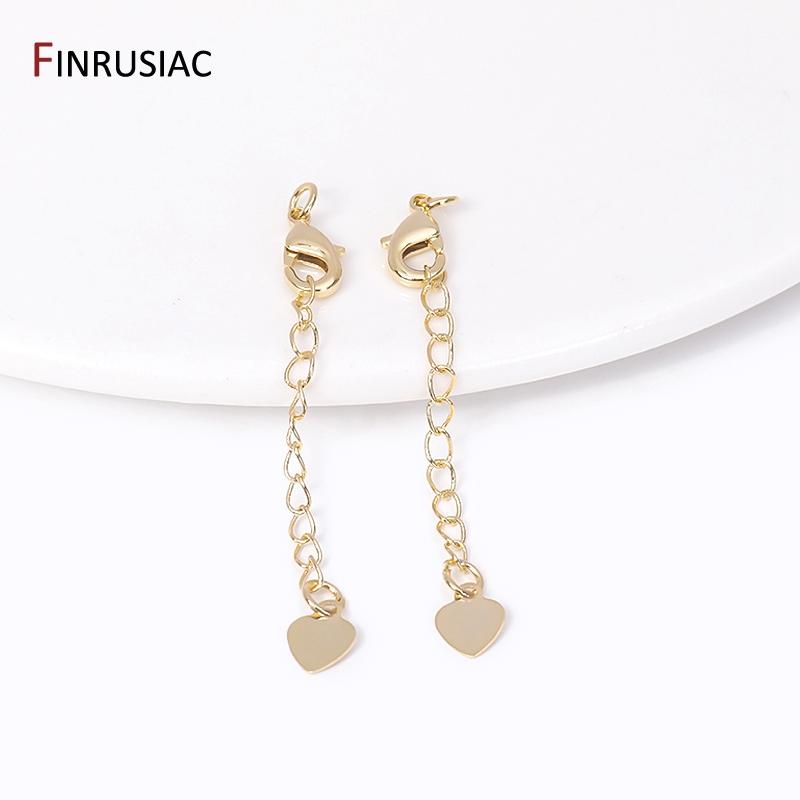 14K Gold Plated Brass Extension Chain Tail Chain Lobster Clasp Extender Chains For Jewelry Making DIY Bracelet Necklace Findings