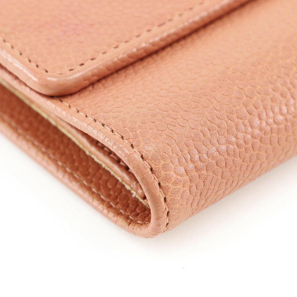 Chanel COCO Mark Tri-fold Wallet Pink Caviar Skin Women Used