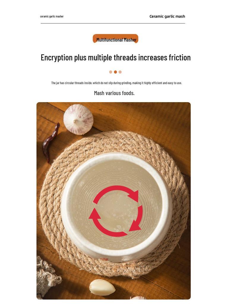 Ezme ve Öğütme İçin Ahşap Tokmaklı Seramik Sarımsak Ezici Havan ve Tokmak Seti