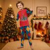 Christmas-print long-sleeve and long-pant matching family loungewear set