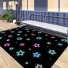 Alfombra de Área Estrella de Color Neón que Brilla Alfombrilla Antideslizante para el Suelo Estampado de Puntos Estrella Arcoíris con Purpurina Alfombra Suave Sala de Estar Dormitorio Decoración Moderna