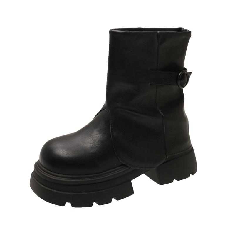 Brown antique thick-soled Martin boots women's 2025 new spring and autumn single boots British style trouser tube boots women's boots short boots