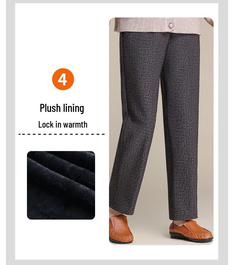 Hengyuanxiang Women's Plus Size Straight-Leg Pants - Spring & Autumn Wear for Middle-Aged & Elderly