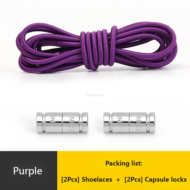 No Tie Shoe Laces Round Capsule Metal lock Elastic Shoelaces For Sneakers easy installation Lazy Shoes Lace Accessories
