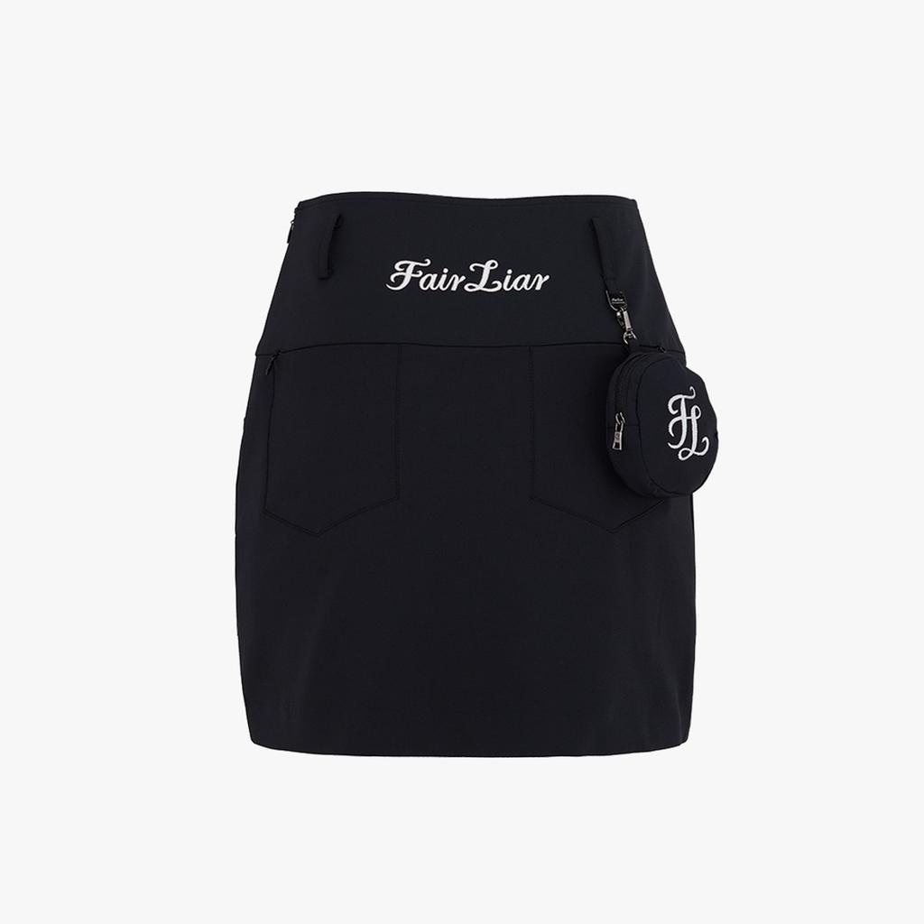 FAIRLIAR GOLF Ball Pouch H-Line High-Waisted Skirt (Black)