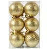 Set of 12 Gold Glitter Christmas Baubles, 6 cm